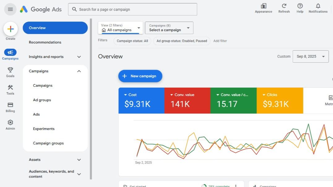 Google Ads campaign performance metrics